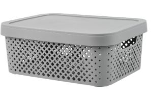 Корзина для хранения  с крышкой Plast Team STOCKHOLM 10л серый шторм